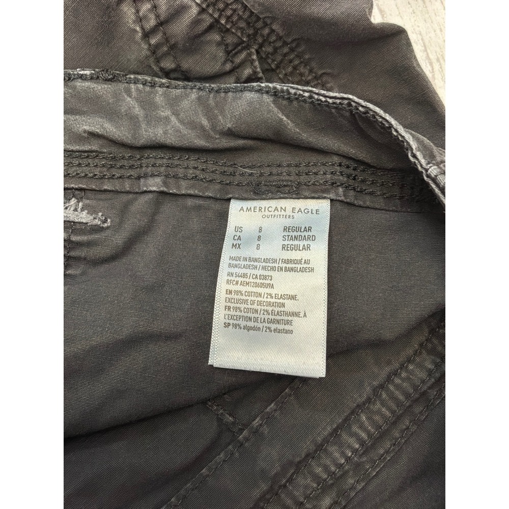 American Eagle Cargo Pants Womens 8 Gray Wide Leg Utility Y2K Grunge Streetwear - Picture 5 of 9